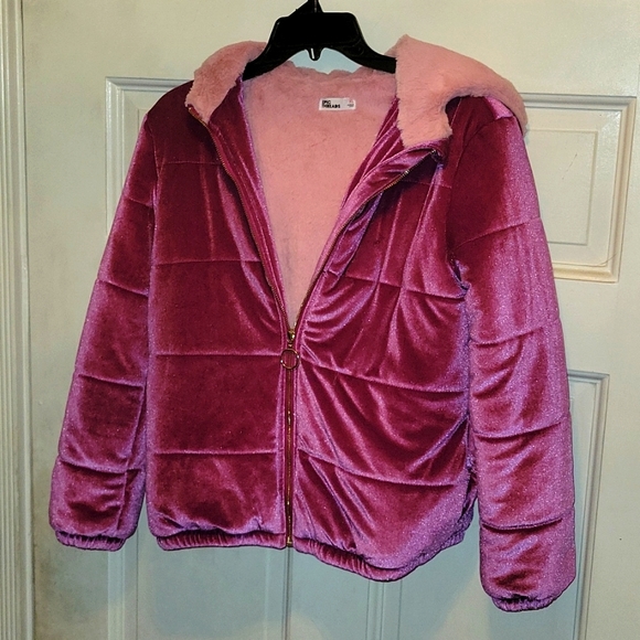 Pink Velvet Puffer Jacket - Picture 1 of 2